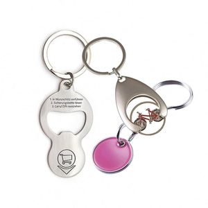 Porte-clés décapsuleur pour chariot de courses, avec jeton de libération pour marché européen, impression CMYK, revêtement époxy, compatible Loonie, Quarter et USD du Royaume-Uni - Product Image 6