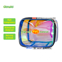UIOWIO Petite Trousse de Maquillage Tendance, Sac à Main Transparent avec Fermeture Éclair, Pochette de Voyage Cosmétique Étanche pour Pinceaux à Suspendre