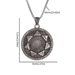 Collier unisexe avec pendentif cercle magique des sept anges, en alliage électroplaqué vintage, chaîne maille forçat, style transfrontalier Europe-Amérique - Product Image 5