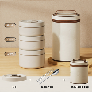 Contenedor Reutilizable de Tres Capas de Acero Inoxidable 316, Aislado, Resistente a Fugas, con 3 Compartimentos Desmontables y Fácil de Limpiar - Product Image 2