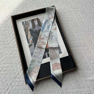 Sciarpa da Joker stampata con nastro di seta all'ingrosso da 86*5cm paradiso 100% con bordo gelso <span class=keywords><strong>Vintage</strong></span> stile estivo piccola sciarpa lunga stretta - Product Image 6