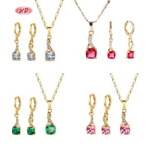 Joyería de Moda al por Mayor, MOQ <span class=keywords><strong>6</strong></span>, Conjuntos de Collar y Aretes de Oro de 18k con Circonita Blanca para Mujer/Unisex, Día de San Valentín, Oficina - Product Image 6