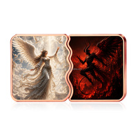 Double barre de cuivre 5 AVDP oz 999 Fine Fire Ice Dragon Battle 10 oz Pièce de cuivre rectangulaire gaufrée, Cadeau de collection de fantaisie moderne