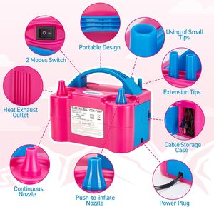Bomba <span class=keywords><strong>de</strong></span> Aire Eléctrica <span class=keywords><strong>de</strong></span> 110V y 600W, Color Rojo Rosa, Inflador/Soplador Portátil <span class=keywords><strong>de</strong></span> Doble Boquilla para Decoración <span class=keywords><strong>de</strong></span> Fiestas - Product Image 2