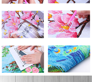 Moda pittura fai da te 30x40cm 40x50cm Kit di pittura diamante 3d rotondo <span class=keywords><strong>pavone</strong></span> su tela personalizzato all'ingrosso - Product Image 5