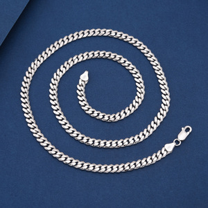 Rantai Perak 925 Sterling Gaya Miami Cuban Hip-hop, Berlapis Rhodium, Anti Luntur, Rantai Perak Tebal, untuk Pria - Product Image 6