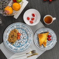 Service de table d'Halloween en mélamine, motif végétal, peint à la main, assiettes minimalistes avec kit d'ustensiles pour 6 personnes