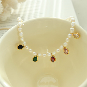 Collar con Colgante de Perla de Agua Dulce Natural y Cristal Colorido en Forma de Gota de Agua para Mujer, Regalos Delicados para Fiestas, Joyería Original Hecha a Mano - Product Image 3