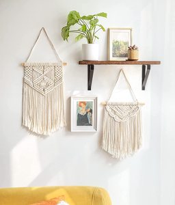 Macramé tenture murale Boho Chic <span class=keywords><strong>tapisserie</strong></span> tissée-crème Beige bohème gland <span class=keywords><strong>Art</strong></span> coton corde tissé grand rideau de décoration murale - Product Image 3