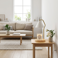 Vente en gros usine Lampe chauffe-cire et diffuseur de parfum d'intérieur 120V avec minuterie, base en bois d'hévéa, électrique, à intensité variable, en promotion