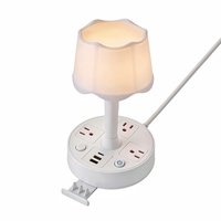 Lámpara de Mesa Retro SUZHERM con Regleta de Enchufes Estándar Americano, 3 Tomas de Corriente, 2 USB + 1 Puerto Tipo-C, Interruptor de Encendido/Apagado Principal, Cable de 2 Metros