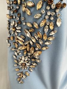 Oudina ชุดเดรสผู้หญิงราตรียาวประดับเพชรเม็ดยาวขนาดใหญ่พิเศษสำหรับงานเลี้ยงอาหารค่ำสีฟ้า - Product Image 6