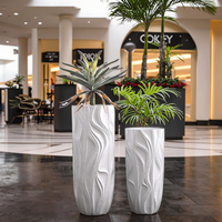 Jardinière d'intérieur moderne en ciment de 70 à 90cm de hauteur, pots de fleurs, grands vases blancs, trou de drainage pour arrosage de centre commercial à domicile, vente en gros