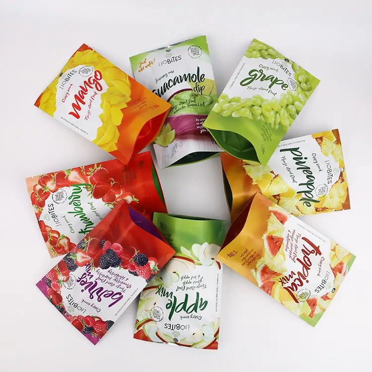 Logo personalizzato pacchetto di plastica Mango frutta secca sacchetto cibo secco Banana fragola confezionamento sottovuoto Snack sacchetto di anacardi con cerniera