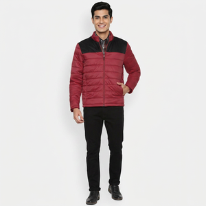 Chaqueta acolchada con cuello levantado de invierno para hombre, abrigo cálido con capucha a prueba de viento para senderismo, uso diario, logotipo frontal - Product Image 1