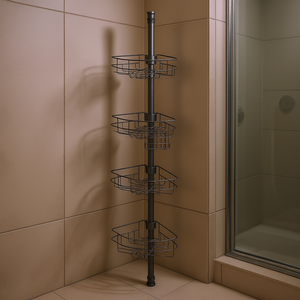 Estante Esquinero para Ducha de 56 a 114 Pulgadas de Alto, 4 Niveles, Antioxidante, con Barra de Tensión, Estantes Metálicos de Alambre para Baño, Montaje en Esquina - Product Image 2