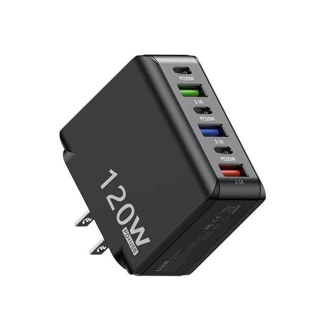 Multi Device 120W GaN Smart Fast Charger PD and USB Ports Supports US EU UK Plug Quick Power Delivery