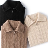 Minimalist ische Damen Kaschmir pullover Strickjacke Klassischer Stil Zopf muster Reiß verschluss Strickjacke OEM/ODM Damen Strickjacke Hersteller