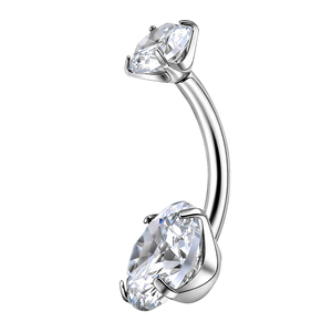 Piercing corporel en titane ASTM F136 14G avec incrustation de zircone cubique sertie à griffes, barbell incurvé pour sourcil, piercing de nombril, boucles d'oreilles et piercing de lèvre - Product Image 4