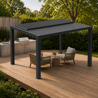 Pergola manuelle d'extérieur, gazebo, pavillon pour hôtel, villa, complexe hôtelier, cour, patio, restaurant, pelouse, terrasse, jardin, ombrage