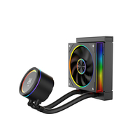 Refroidisseur liquide AIO 120 ARGB noir avec tête de miroir infini rotative, ventilateur à anneau coloré, 200W PC