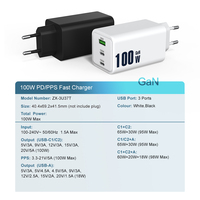 Chargeur personnalisé Gan 100W USB C Charge super rapide pour téléphone portable PD Chargeur mural Type c Ordinateur portable macbook 120w 100w Gan Chargeur