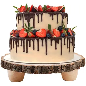 乡村木片带腿DIY蛋糕服务托盘架批发蛋糕服务器甜点和蛋糕