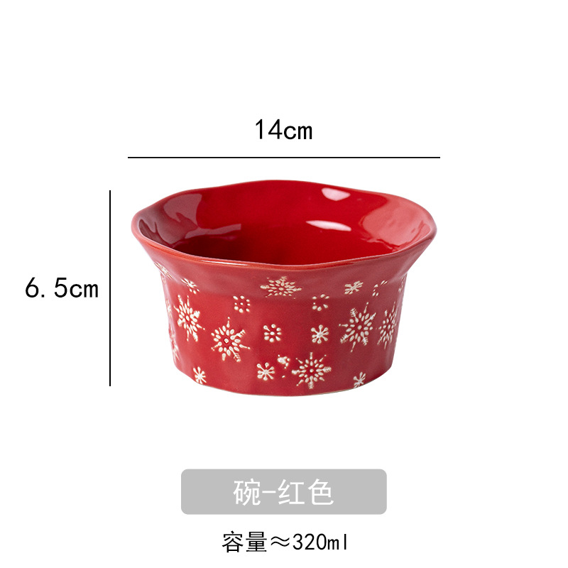 Christmas snowflakes-red 5inch bowls