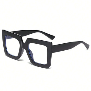 Lunettes anti-lumière bleue colorées pour femmes, monture carrée surdimensionnée noire, lunettes décoratives pour femmes, verres transparents, lunettes pour femmes - Product Image 6