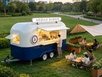 Remorque alimentaire mobile à structure en acier bicolore avec enseigne publicitaire personnalisée, design moderne pour usage extérieur, villas et milieux commerciaux