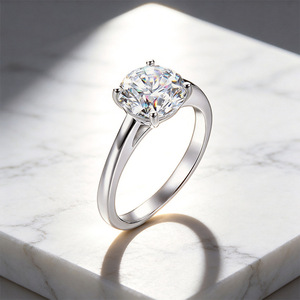Anillos de Compromiso para Mujer con Diamante Moissanita VVS de 2 Quilates, Plateados en Rodio y Plata de Ley S925, Nueva Colección de Moda - Product Image 3