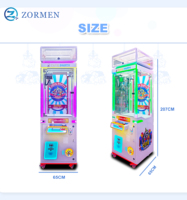 ZormenSingle Mini Machine d'Arcade Verticale à Griffe, Attrape-Jouets à Monnayeur, Thème Raton Laveur Mignon pour Fêtes, Éclairage RGB, avec Système de Paiement Multiple
