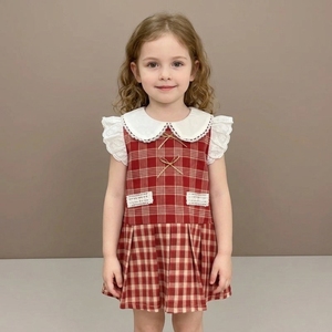 Nuovo Arrivo Primaverile: Vestito Senza Maniche per Bambina in Cotone di Alta Qualità, Ecologico, Traspirante, con Fiocco e Volant - Product Image 1