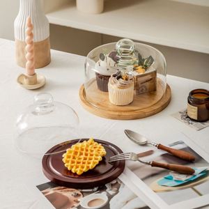 Plateau à gâteaux en verre anti-poussière avec couvercle, plat à collation, plateau à pâtisserie en verre transparent de haute qualité, plat à nourriture occidentale - Product Image 4