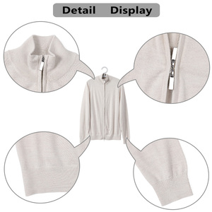 Cardigan da Uomo in 100% <span class=keywords><strong>Lana</strong></span> a Collo Alto con Zip Integrale, Vestibilità Slim, Stile Americano Classico, Maglieria ODM per l'Inverno - Product Image 3