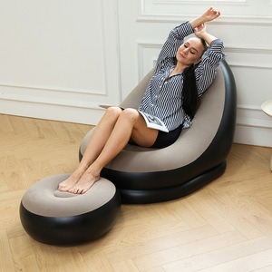 <b>Inflatable</b> Lazy <b>Sofa</b> 116x98x83cm PVC Flocked Outdoor Recliner With Footrest Foldable Air <b>Sofa</b> For Adults - Product Image 3