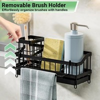 Support mural pour éponge en acier inoxydable, accessoire d'évier de cuisine, organisateur d'évier avec porte-brosse haute