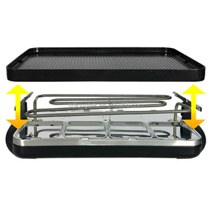 Grill électrique portable d'intérieur <span class=keywords><strong>2</strong></span>-en-1 avec plaque antiadhésive PTFE, sans fumée, contrôle de la température, 1500W, nettoyage facile pour usage domestique - Product Image 1