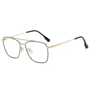 2023 NEW Fashion montatura in metallo ottico uomo montature per occhiali in metallo acetato occhiali vintage sottili blu che bloccano la luce occhiali retrò