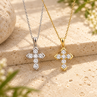 Collier en laiton ARNAN avec pendentif croix en acier et zircon étincelant, chaîne minimaliste pour clavicule, bijoux quotidiens pour femmes, cadeaux en gros