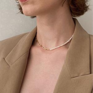 Collar de Perlas de Agua Dulce Naturales de Moda para Mujer, Diseño de Clavícula con Cadena de Temperamento Frío, Gargantilla Fina - Product Image 1