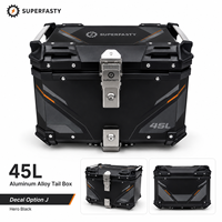 Boîte à bagages arrière pour moto, étanche, anti-poussière, en alliage d'aluminium, 45L, verrouillable, légère, montage universel, fabriqué en Chine