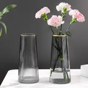 Wholesale Centerpiece Glass Decorative Colored Clear Glass Flower Vase/glass Vases For Home Decoration