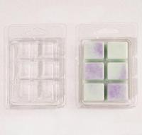 Boîtes en plastique PET transparentes personnalisées gaufrées pour bougies et cires fondantes, emballage blister à clapet avec pelliculage mat imprimé – Nouveauté !
