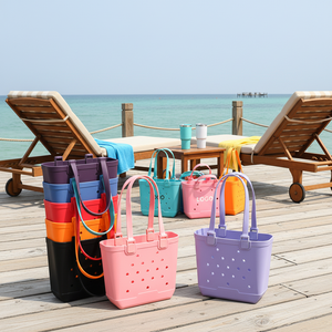 Sac de plage imperméable en EVA couleur unie <span class=keywords><strong>DG</strong></span> Supplier – Sac fourre-tout tendance pour femme, idéal pour les voyages et la piscine, toutes saisons - Product Image 1