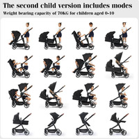Poussette double légère JXB Twins, poussette pliable pour jumeaux, pour enfants de 0 à 10 ans