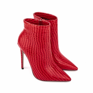 Printemps Sexy Stiletto Talons Hauts De Luxe Peau De Serpent Rouge Dames Bottes Mode Femmes Grande Taille 47 <span class=keywords><strong>Bottines</strong></span> Chaussures De Mariage - Product Image 4