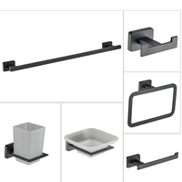 Juego de Accesorios de Baño Modernos de 6 Piezas de Aleación de Zinc Cromado, Barra para Toallas Montada en la Pared, Gancho para Bata, Portarrollos de Papel para Hotel y Hogar
