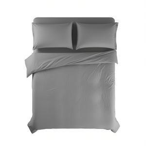 Lenzuola Matrimoniali in Cotone Grigio Lavato Viasoft, Biancheria da Letto per Tutte le Stagioni, Tinta Unita, con Angoli e Piatte - Product Image 1