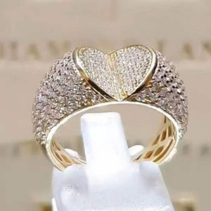 H208 Anello da Donna in Oro Massiccio 18K con Diamante Naturale Taglio a Cuore, Romantico Anello di Fidanzamento - Product Image 1